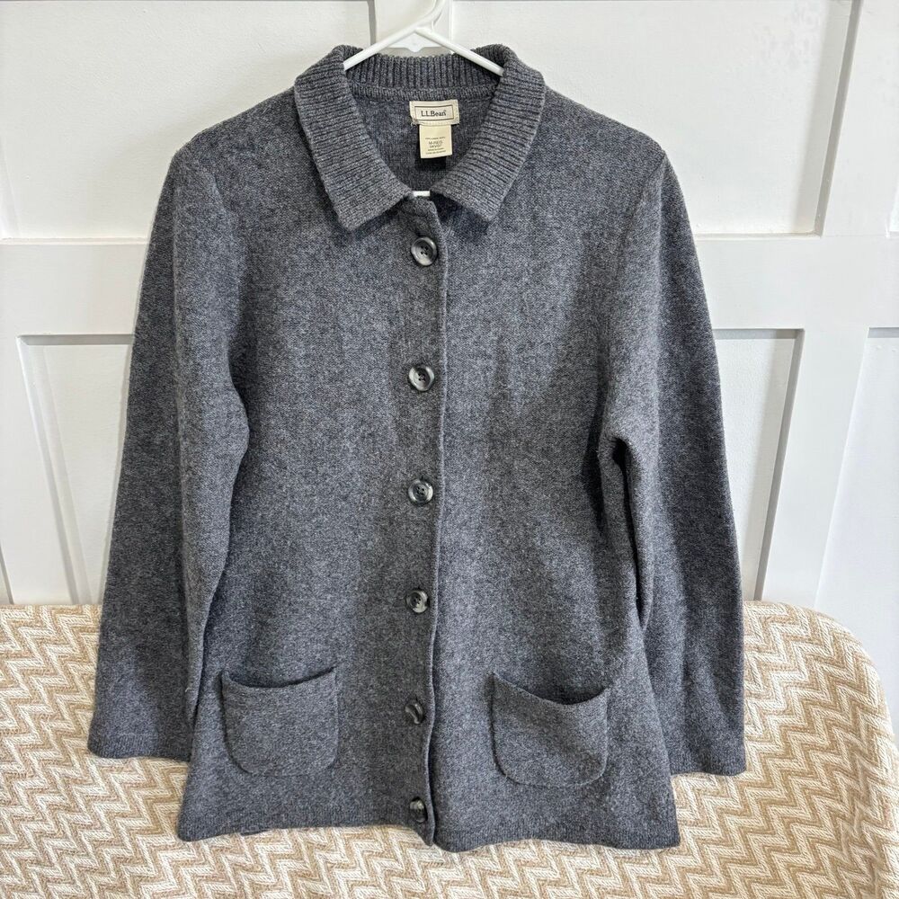 L.L. Bean Women’s Lambs Wool Long Sleeve Button Front Cardigan